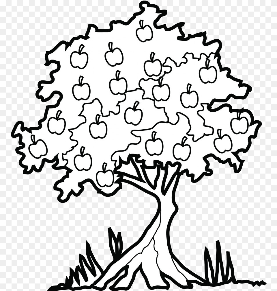 Apple Tree Great Clipart Black And White Family Of Tree Black And White, Art, Drawing, Modern Art, Person Free Transparent Png