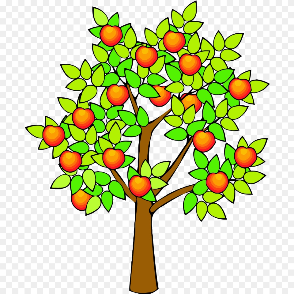 Apple Tree Spring Green Clipart Draw Realistic Fruit Tree Clip Art, Leaf, Plant, Food, Produce Png