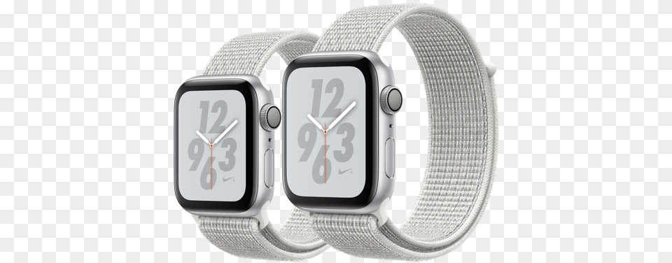 Apple Watch Nike S4 Silver Aluminum Case With Summit White Sport Loop Logo Transparent, Arm, Body Part, Person, Wristwatch Free Png Download