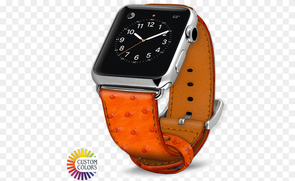 Apple Watch Strap Ostrich Leather Bracelet Montre Apple Watch Cognac, Arm, Body Part, Person, Wristwatch Png Image
