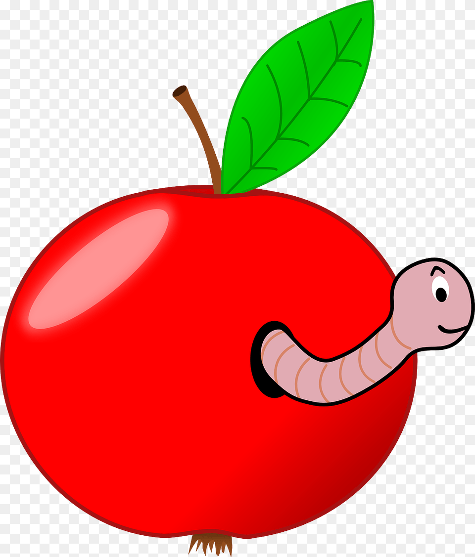 Apple With A Worm, Food, Fruit, Plant, Produce Free Png
