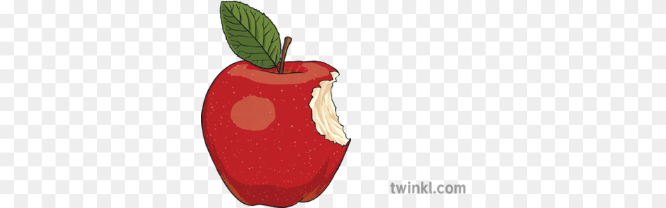 Apple With Bite Mark Illustration Mcintosh, Food, Fruit, Plant, Produce Png Image