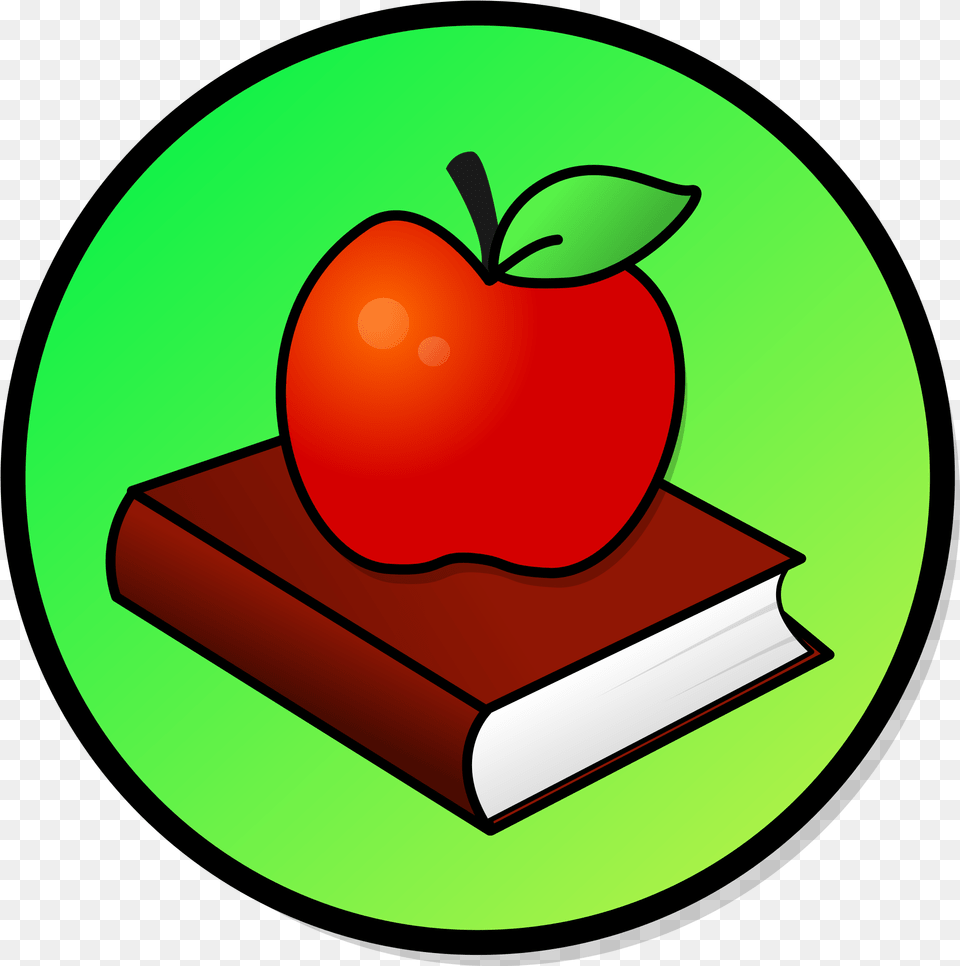 Apple With Books Clipart, Book, Publication, Food, Fruit Png Image