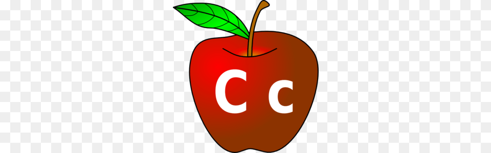 Apple With C C Clip Art, Food, Fruit, Plant, Produce Free Png Download