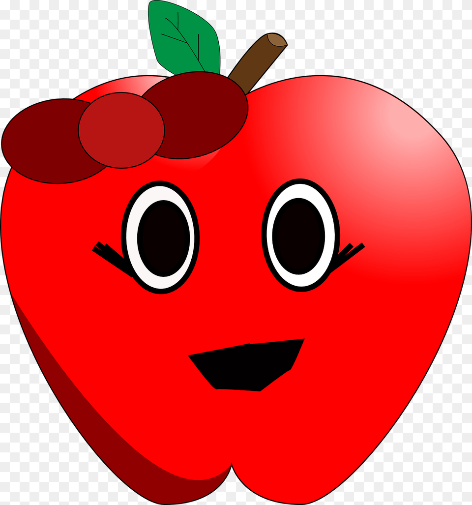 Apple With Eyes And Mouth, Food, Fruit, Plant, Produce Free Png Download