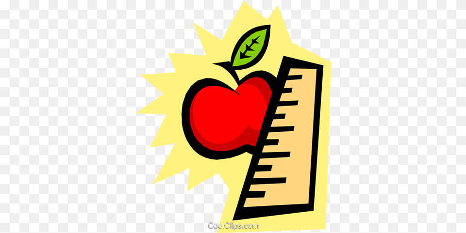 Apple With Ruler Royalty Free Vector Clip Art Illustration Apple Pencil And Ruler, Leaf, Plant, Dynamite, Weapon Png Image