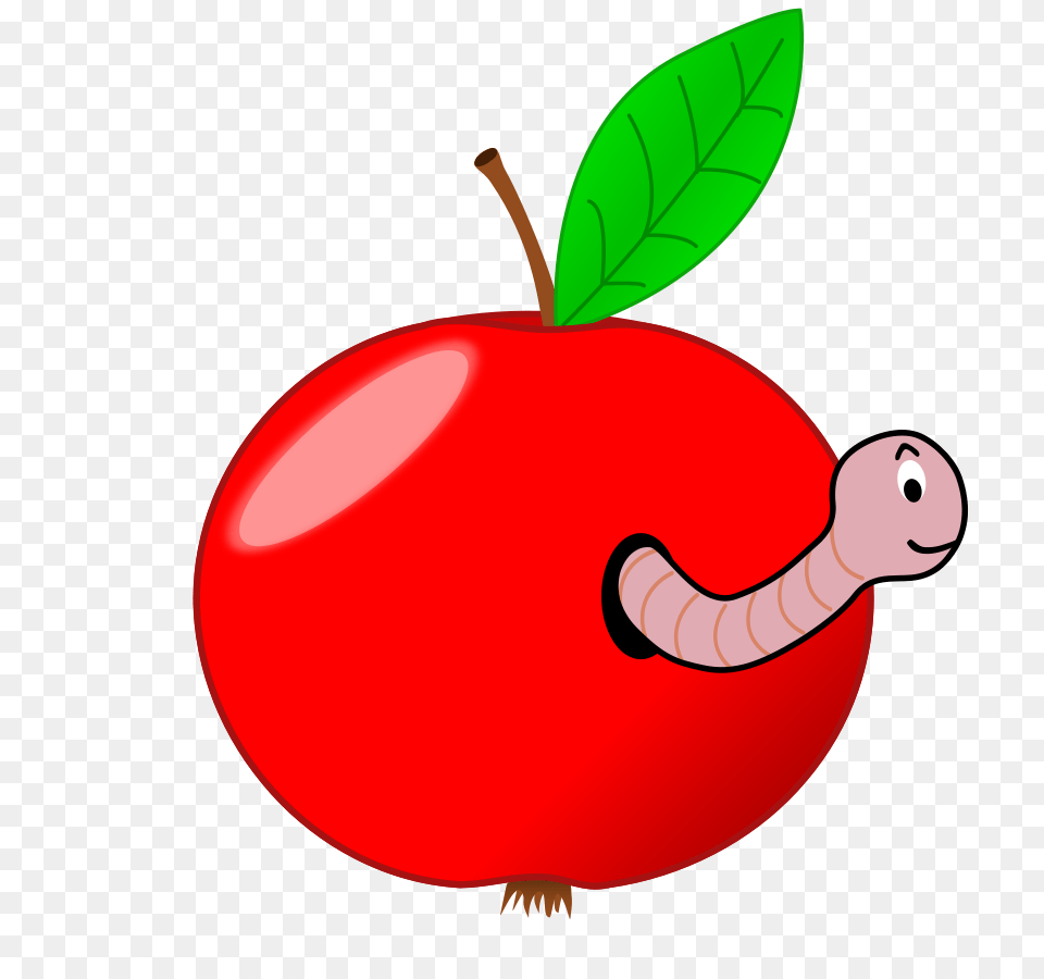 Apple With Worm Clip Art, Food, Fruit, Plant, Produce Free Transparent Png