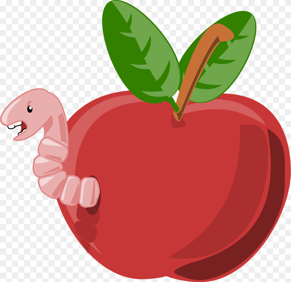 Apple With Worm Clipart, Food, Fruit, Plant, Produce Png Image