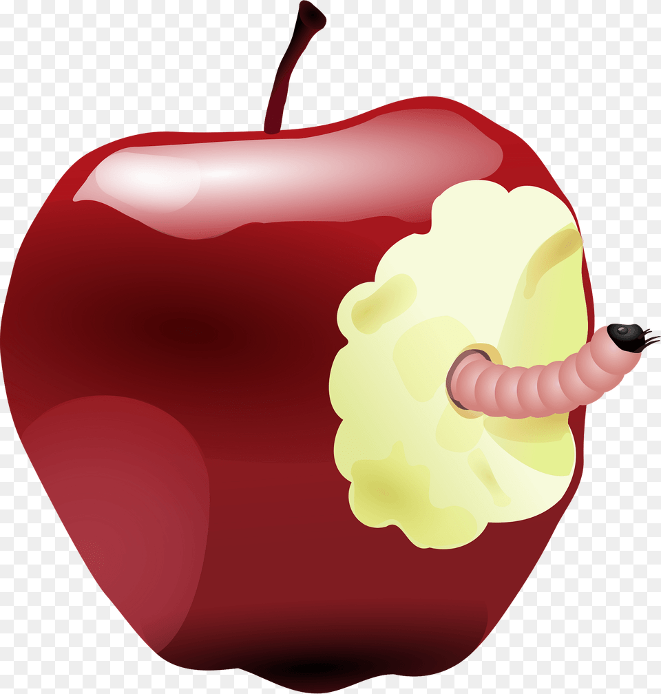 Apple With Worm Clipart, Food, Fruit, Plant, Produce Free Png