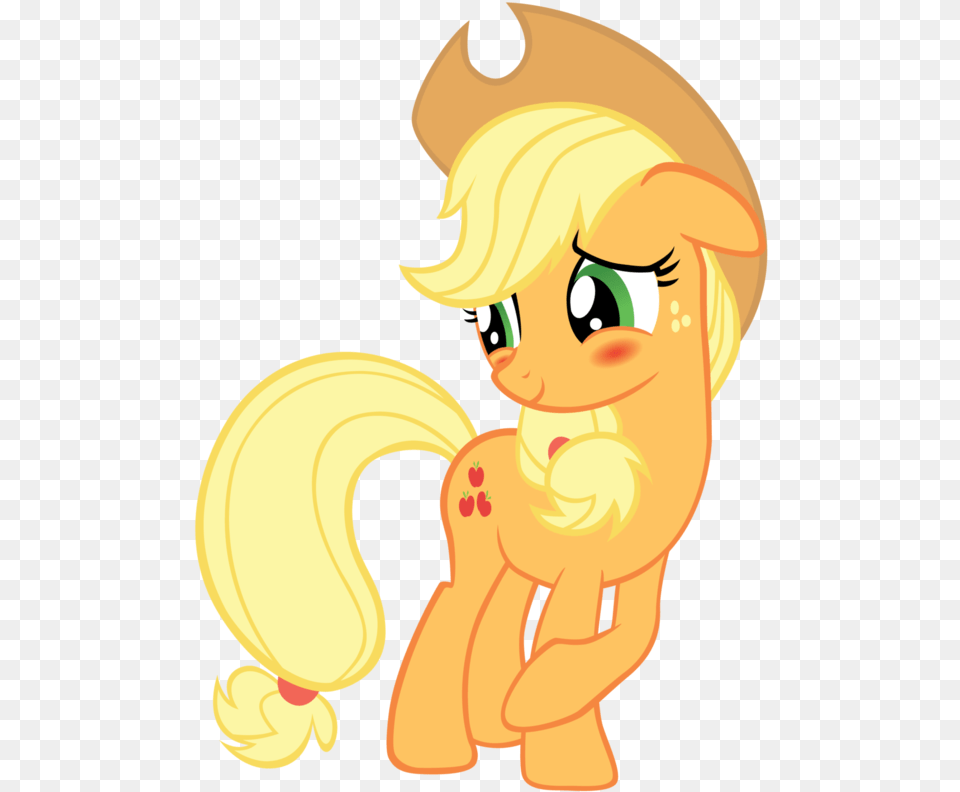 Applejack Blushing Cute Safe Character Apple And Onion, Banana, Food, Fruit, Plant Free Png Download