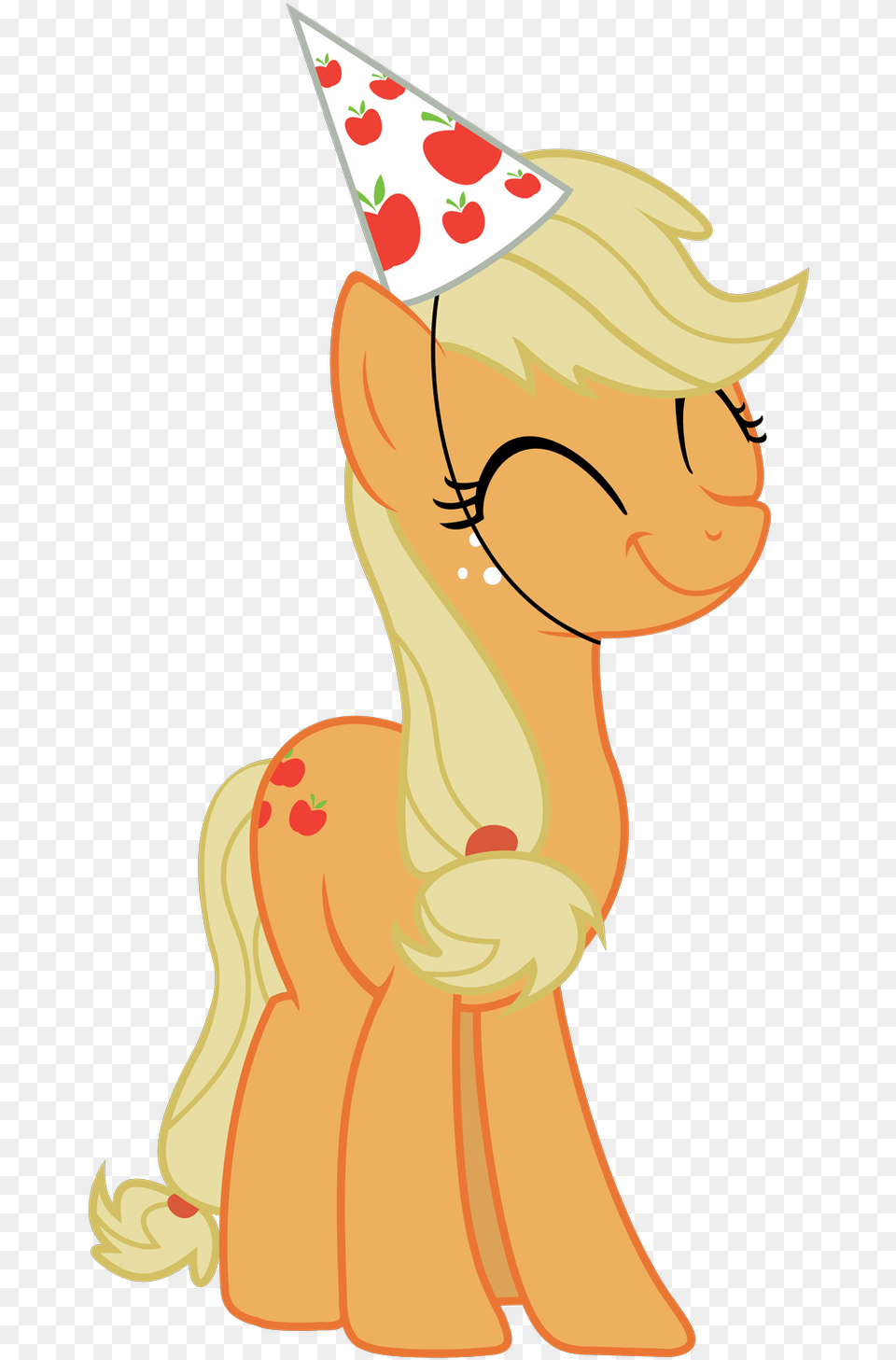 Applejack In A Party Hat By Stricer555 D My Little Pony Filly Applejack, Clothing, Baby, Person, Party Hat Free Png