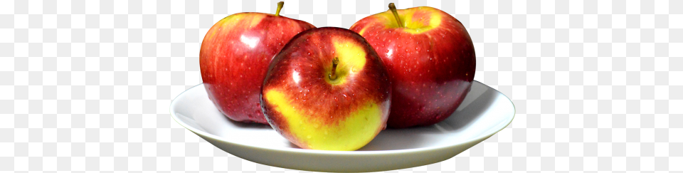 Apples Apple Is On The Plate, Food, Fruit, Plant, Produce Png Image