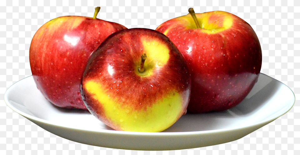 Apples On The White Plate Apple, Food, Fruit, Plant Png Image
