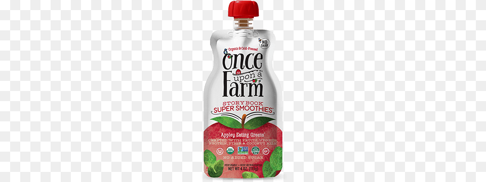 Appley Eating Greens Pouch Once Upon A Farm Smoothies, Food, Ketchup, Beverage, Milk Free Png