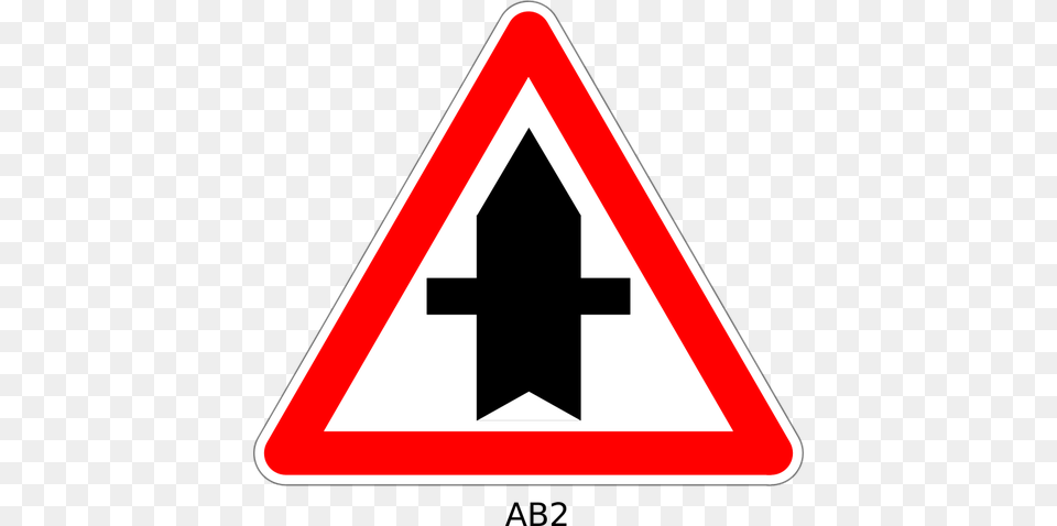 Approaching Intersection On Road With Priority Traffic Warning, Sign, Symbol, Road Sign Free Transparent Png