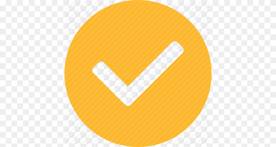 Approved Check Checkbox Circle Confirm Sure Yellow Icon, Sign, Symbol, Ping Pong, Ping Pong Paddle Free Png