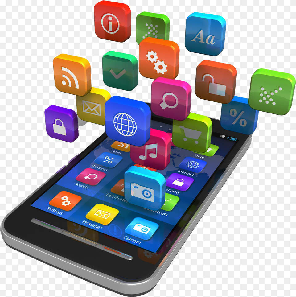 Apps Popping Out Of Phone, Electronics, Mobile Phone Free Png Download