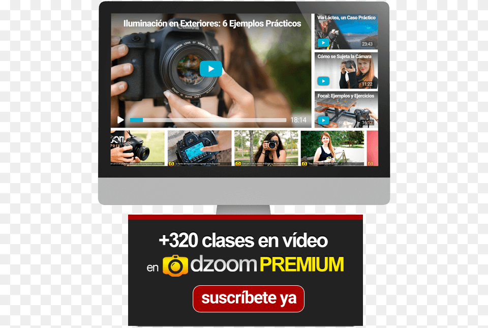 Aprende Fotografa Fcil Con Dzoom Premium Photography, Adult, Person, Female, Electronics Png