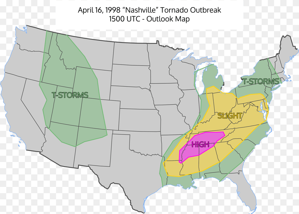April 16 1998 Severe Weather Outlook Map Diesel Fuel Tax By State Map, Chart, Plot, Atlas, Diagram Free Png