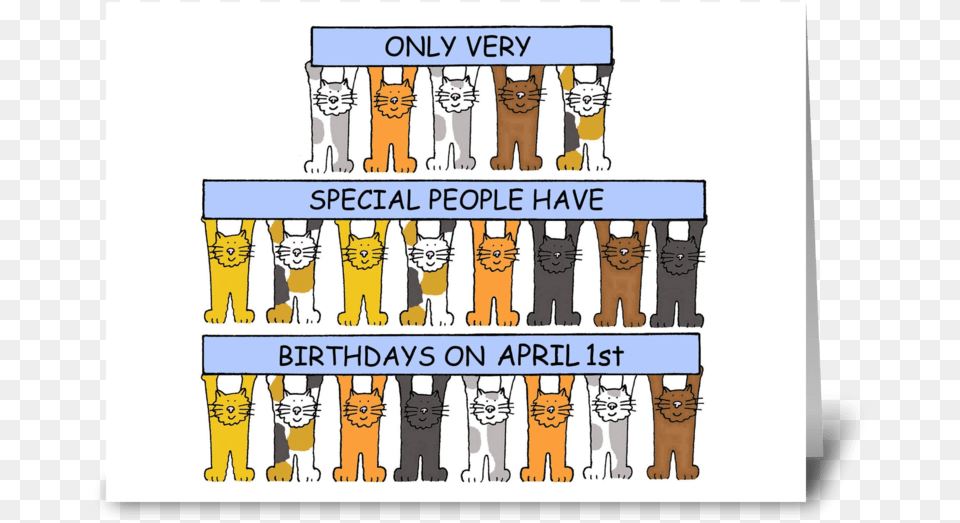 April 1st Birthday Fun Cats October Birthday Card, Book, Publication, Comics, Person Png Image