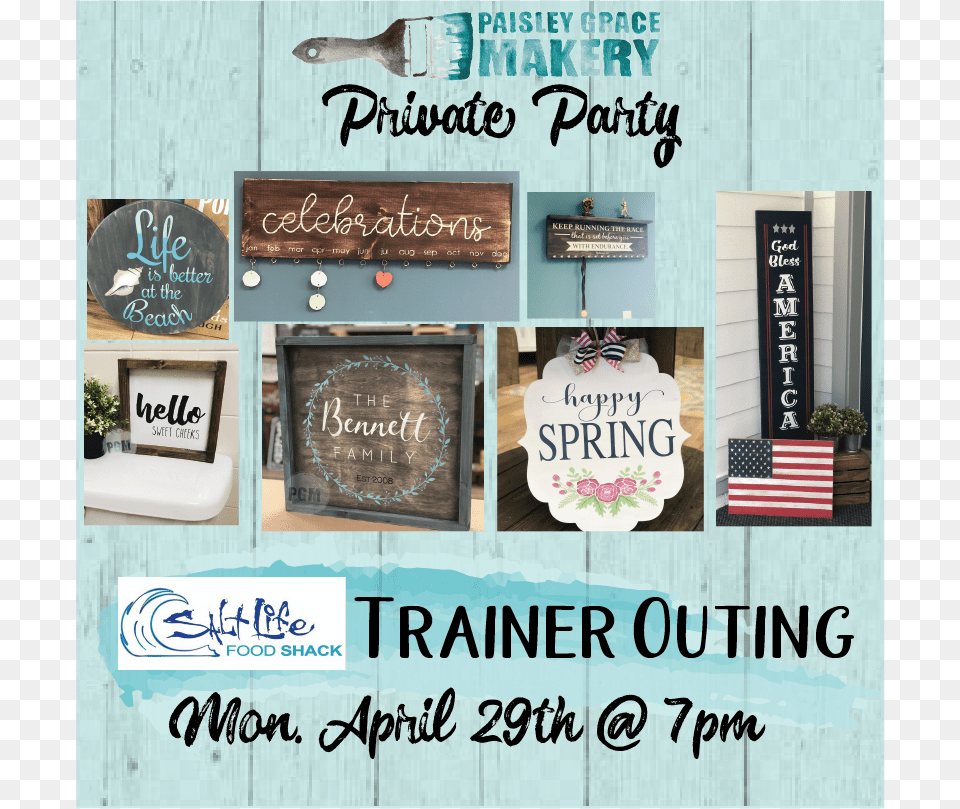April 29th 7pm Salt Life Trainer Outing Poster, Advertisement, Plant, Blackboard, Handwriting Png Image