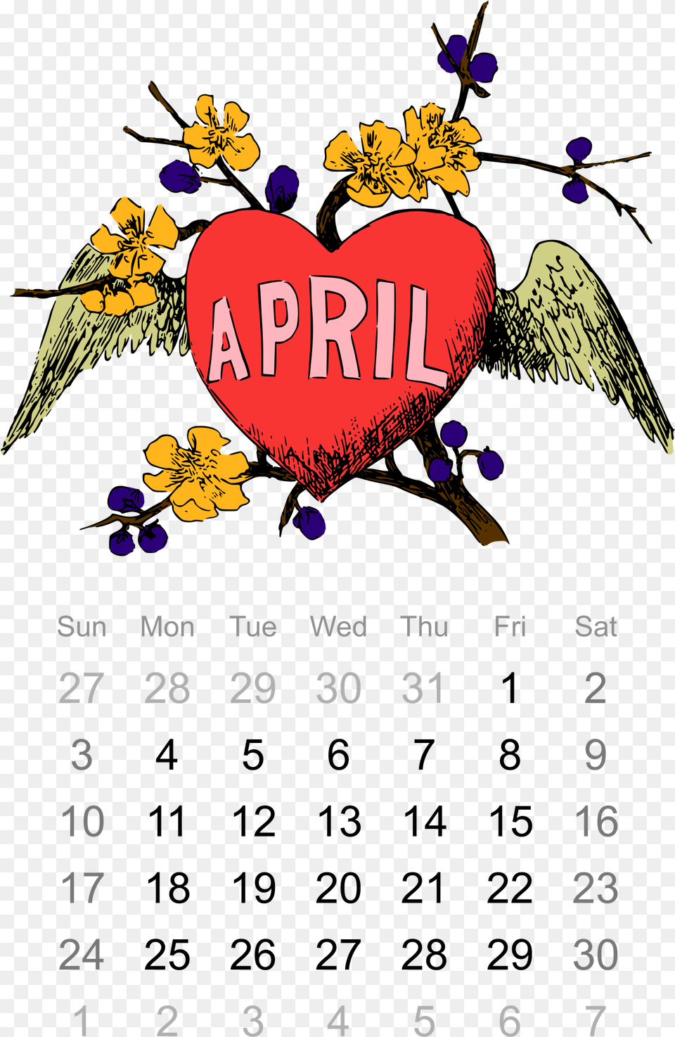 April Images Clipart Desktop Backgrounds April Calendar Text, Animal, Bird, Symbol Free Transparent Png
