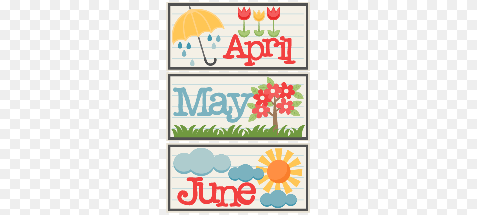 April May June Titles Scrapbook Cute Clipart, Advertisement, Poster, Text Free Transparent Png