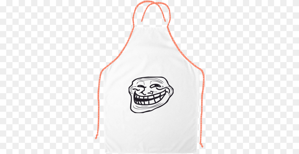 Apron With Contrasting Hem Printing Troll Face Apron, Clothing, Head, Person, Adult Free Png Download