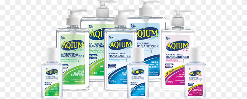 Aqium Antibacterial Hand Sanitiser With Moisturiser, Bottle, Lotion, Cosmetics, Perfume Free Png Download