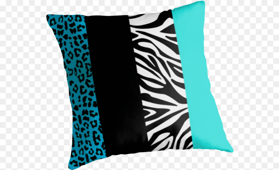 Aqua Blue Zebra And Leopard Animal Print Stripes Tela De Leopardo Roja Comprar, Cushion, Home Decor, Pillow, Adult Free Png