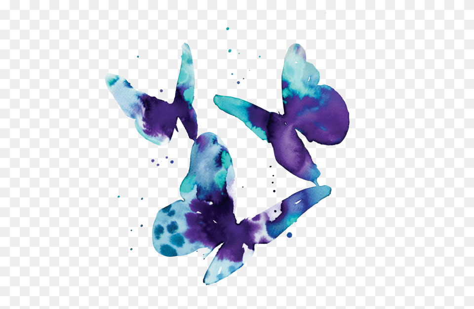 Aqua Butterflies Watercolor Butterfly Tattoo, Purple, Animal, Bird, Flower Free Png