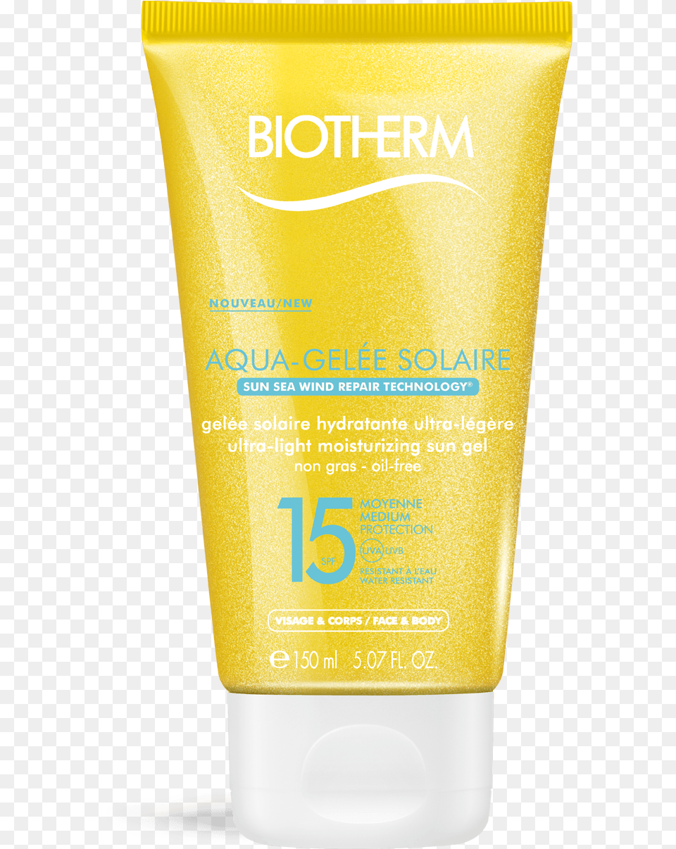 Aqua Gelee Solaire Spf 15 Biotherm, Bottle, Cosmetics, Sunscreen, Alcohol Free Png
