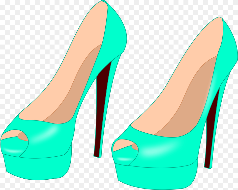 Aqua High Heeled Shoes Clipart, Clothing, Footwear, High Heel, Shoe Free Png Download