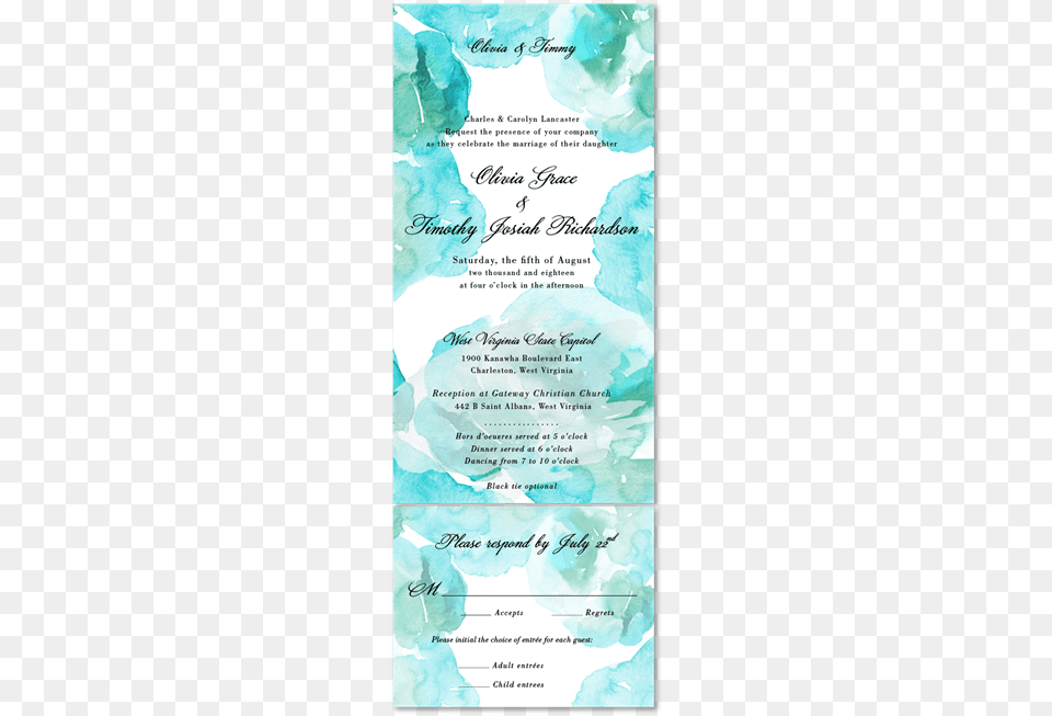 Aqua Watercolor Wedding Invitations Poster, Advertisement, Text, Page Png