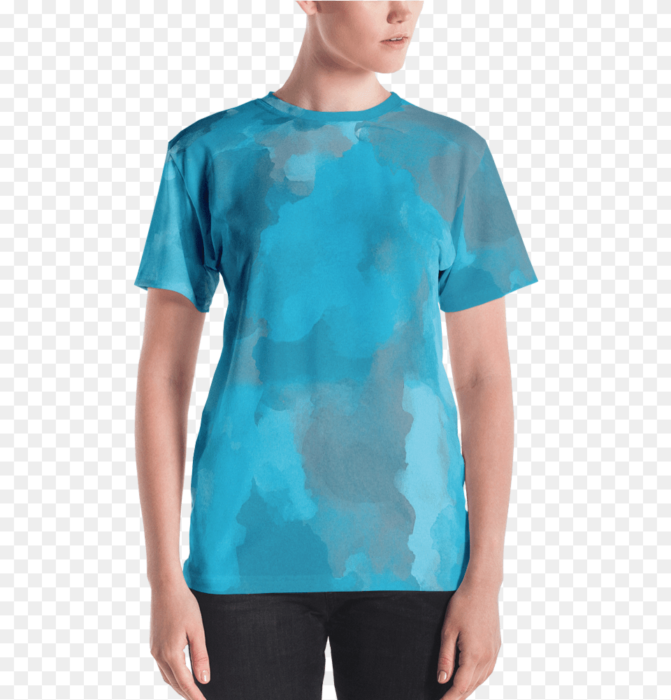Aqua Watercolor Women39s T Shirt T Shirt Zazuze T Shirt, Clothing, T-shirt, Boy, Male Free Transparent Png