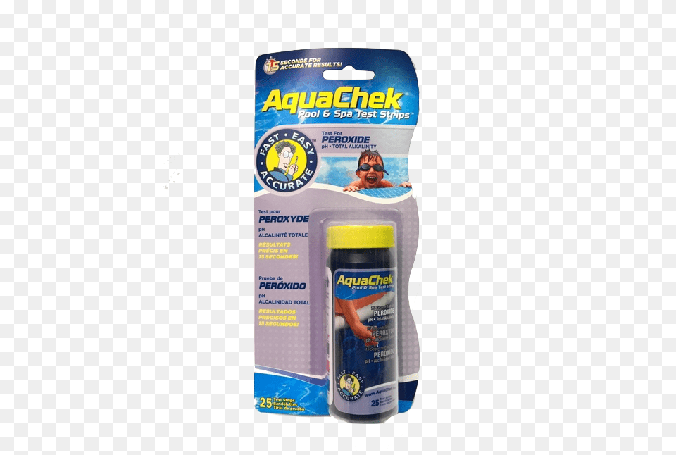 Aquacheck Test Strips Aquacheck, Person, Bottle, Face, Head Free Png