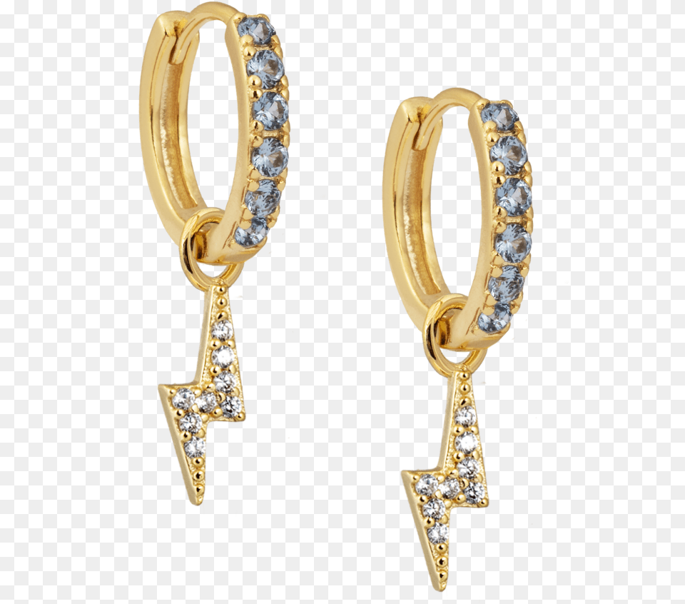 Aquamarine Midi Hoops With Charms U2014 Atelier18 Lightning Bolt, Accessories, Jewelry, Gemstone, Earring Png
