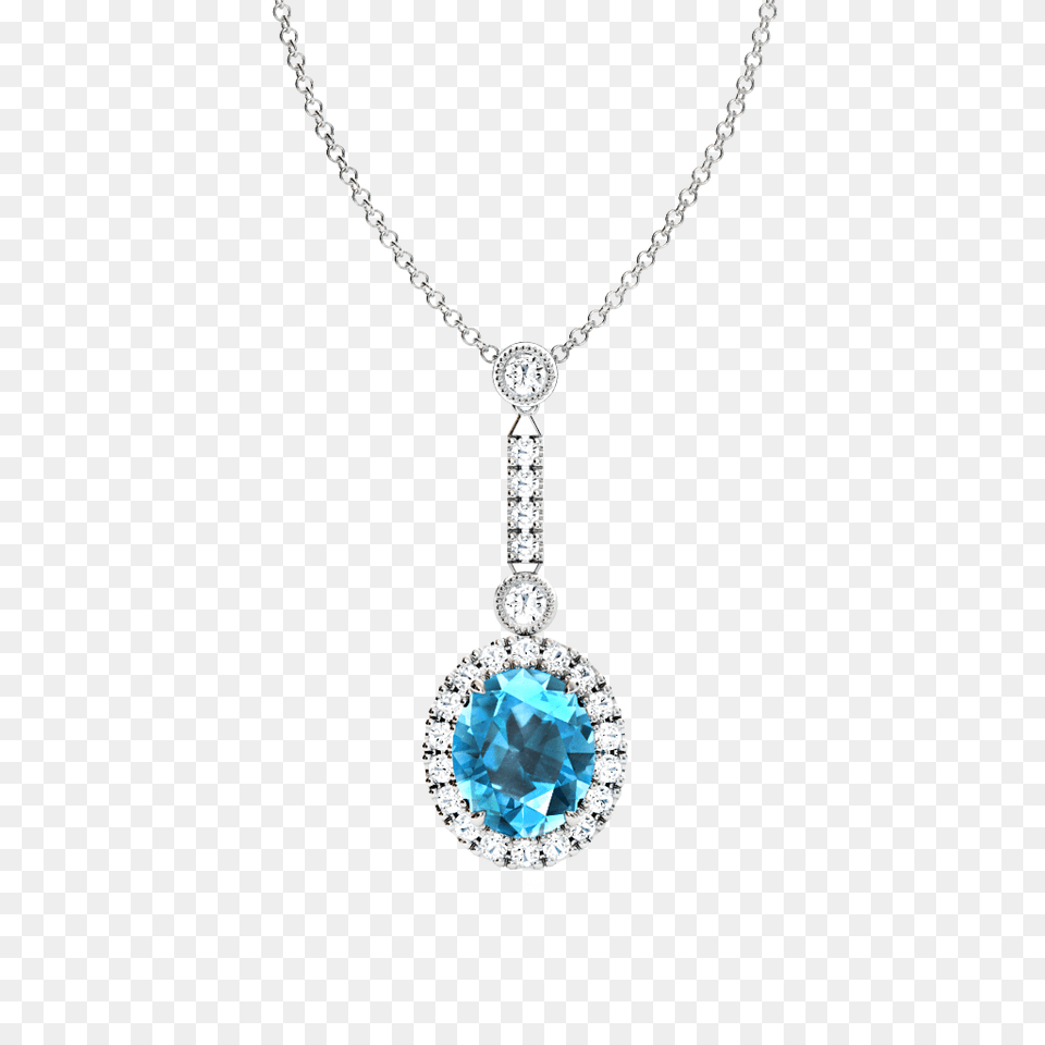 Aquamarine Oval Halo Pendant, Accessories, Jewelry, Necklace, Gemstone Png Image