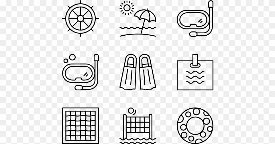 Aquatic Knowledge Icons, Gray Free Transparent Png