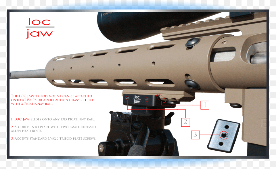 Ar Loc Jaw Specs Vortex Picatinny Tripod Mount, Firearm, Gun, Rifle, Weapon Png Image