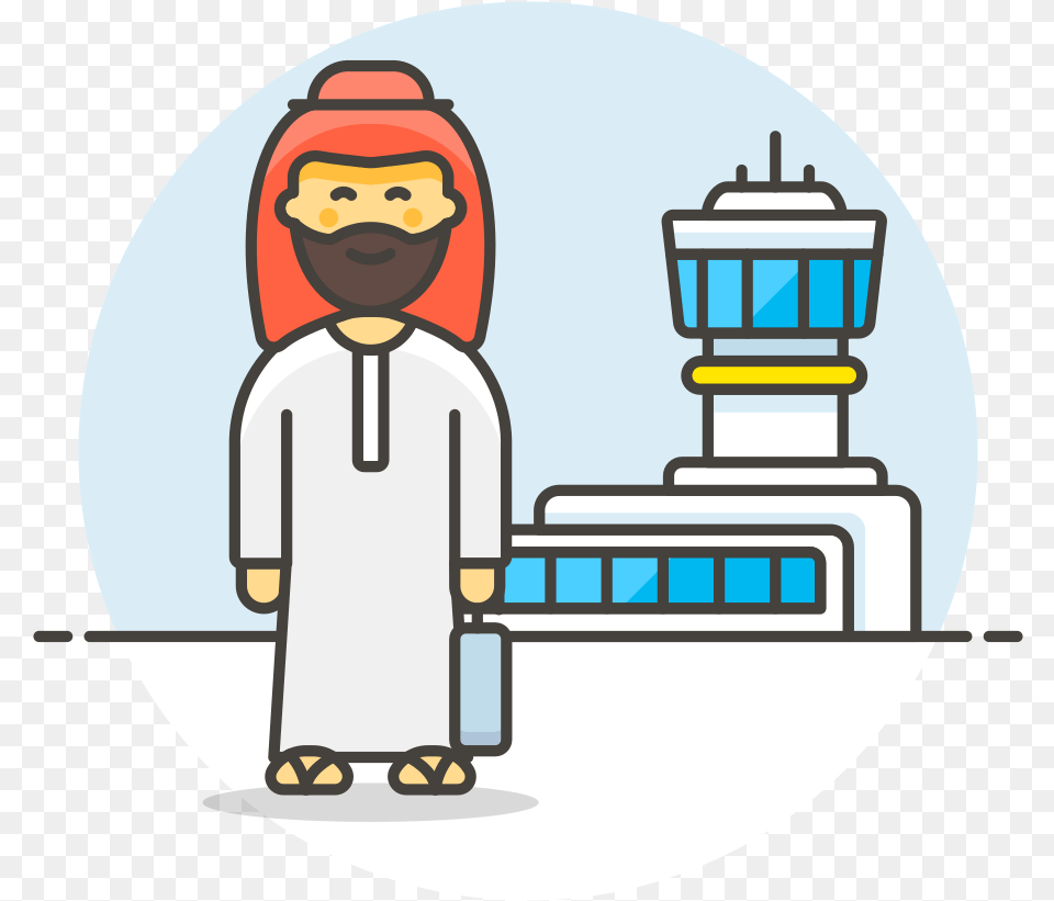 Arab Male Travel Icon Cartoon, Clothing, Coat, Face, Head Png