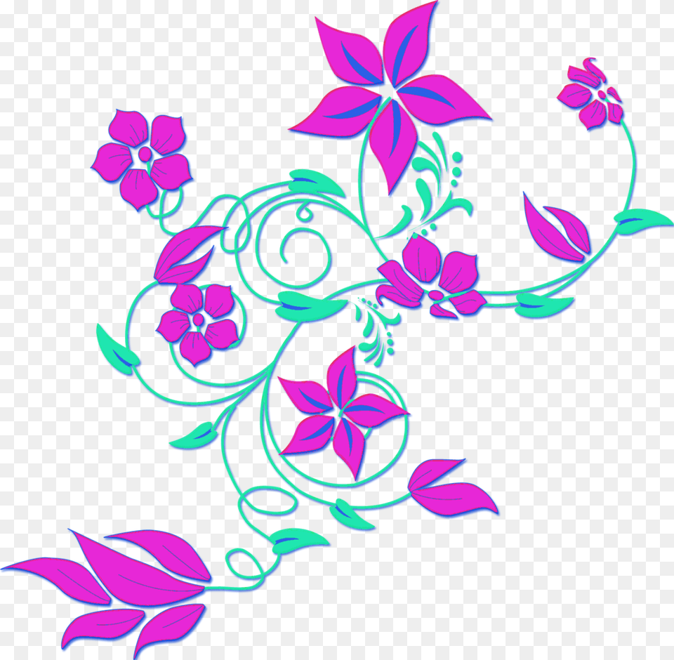 Arabesco De Flores Purple Flowers Clip Art Border, Floral Design, Graphics, Pattern, Plant Free Png Download