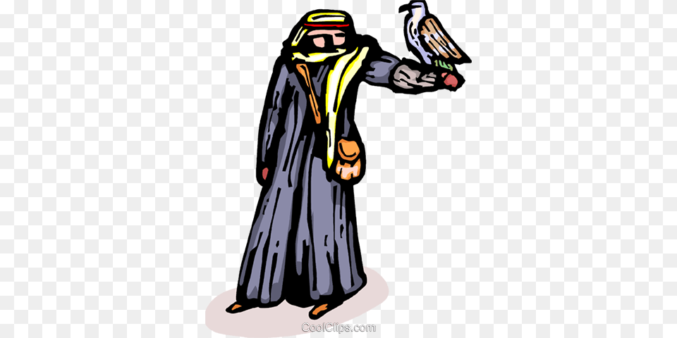 Arabian Man With His Falcon Royalty Vector Clip Art, Person, People, Fashion, Adult Png Image