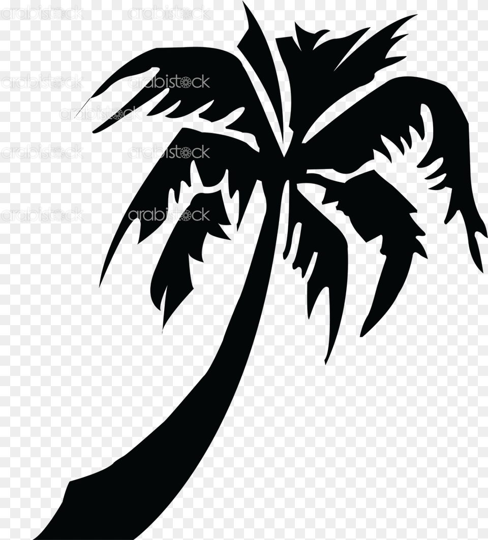 Arabistock Picture Of Palmtree Tropical Palm Tree Silhouette, Palm Tree, Plant, Blackboard Free Png Download