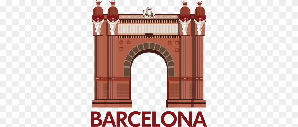 Arc De Triomf Wall Sticker Arc De Triomphe Barcelone Dessin, Arch, Architecture, Person, Fireplace Png Image