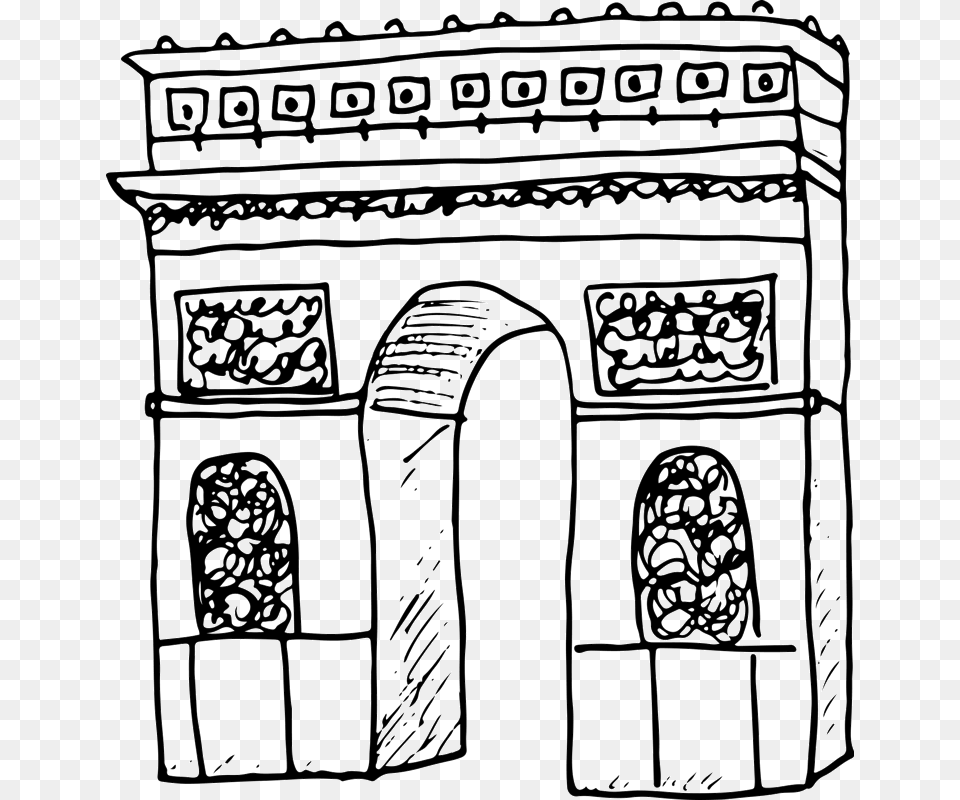 Arc De Triomphe Clipart Black And White, Arch, Architecture, Art, Drawing Free Png Download