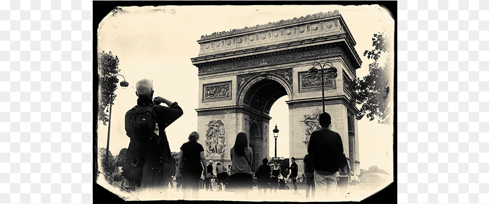Arc De Triomphe Paris Vintage Photo Effect Arc De Triomphe, Adult, Arch, Architecture, Male Free Png