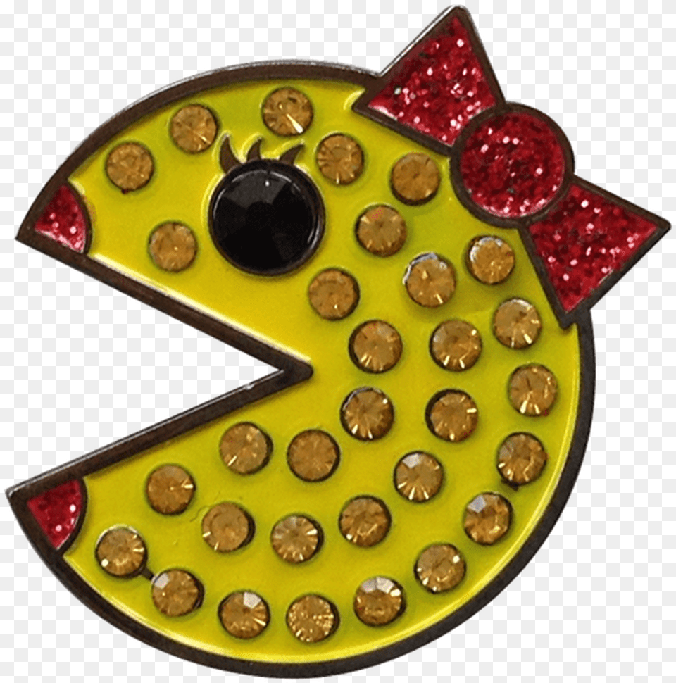 Arcade Ball Marker With Crystals Ms Pac Man, Symbol, Text Png Image