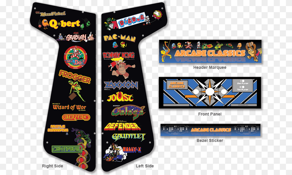 Arcade Classics 2 Graphics For Xtension Arcade Arcade Cabinet Side Graphics Png