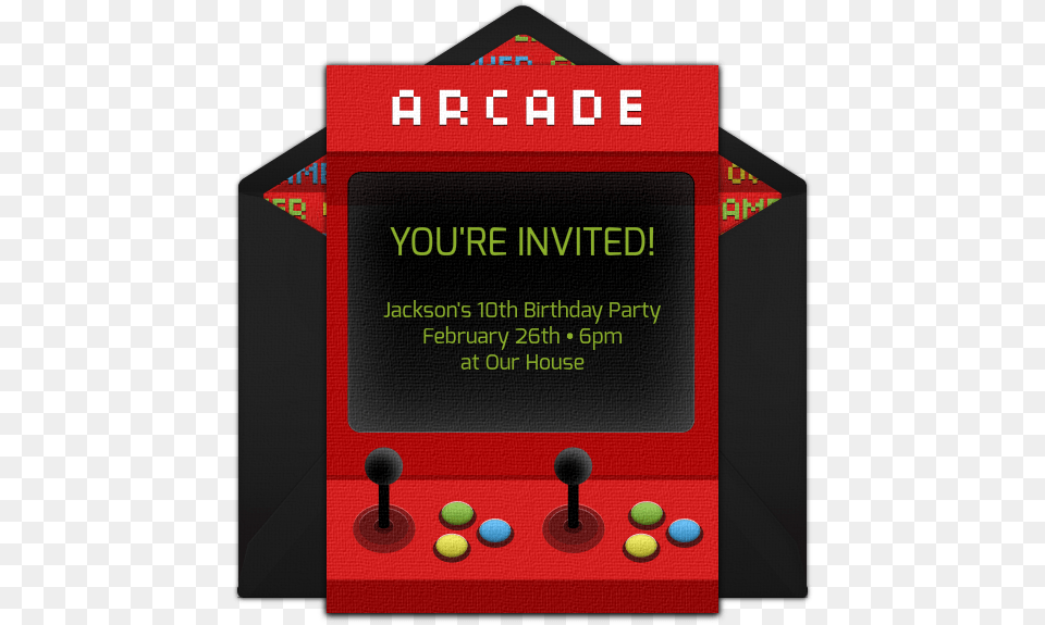 Arcade Machine Online Invitation 10th Birthday Invitation For Boys, Arcade Game Machine, Ball, Game, Sport Png